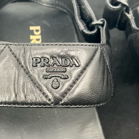 Prada Men’s Leather Slingback Platform Logo Two Strap Sandals EUR Size 38 - Picture 11 of 12